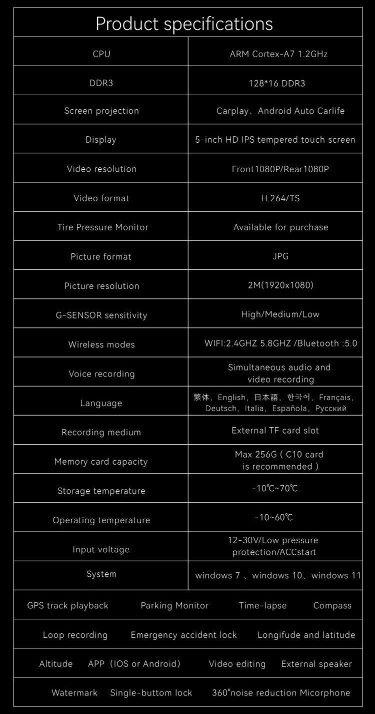 Apple Carplay Android Auto System With 2 way FHD dash camera recorder