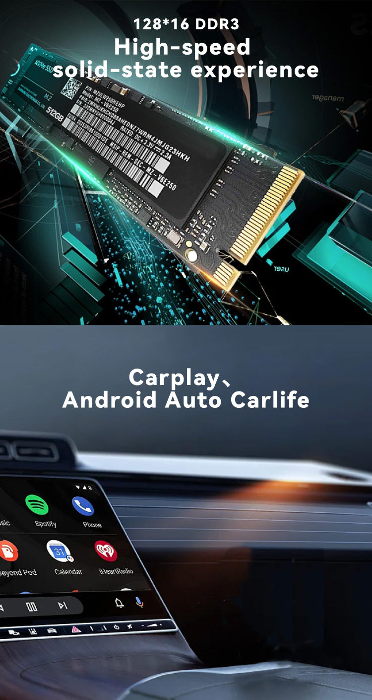 Apple Carplay Android Auto System With 2 way FHD dash camera recorder